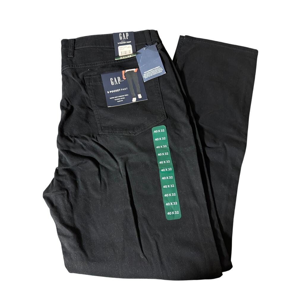 GAP Men’s 5 Pocket Pant Slim Fit Stretch Twill True Black 40 x 32  Chino Preppy